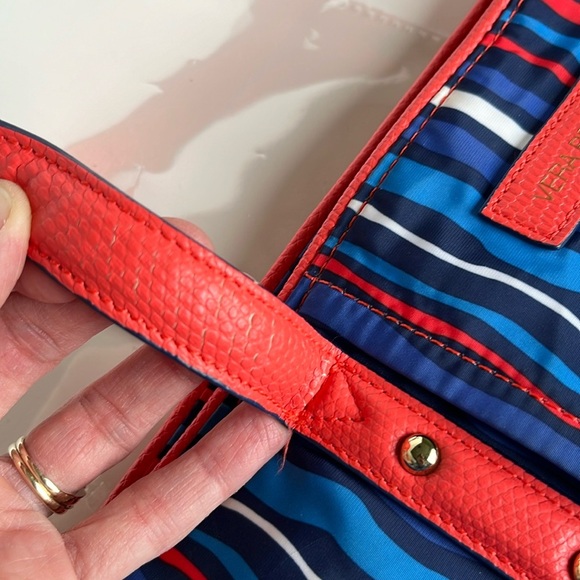 Vera Bradley Preppy Poly Crossbody Tote Bag Cobalt Stripe - Picture 12 of 16